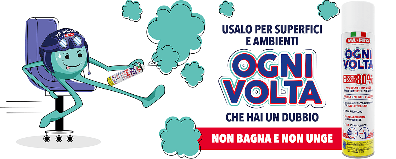 Igienizzare superfici a secco con Ogni Volta di Mafra