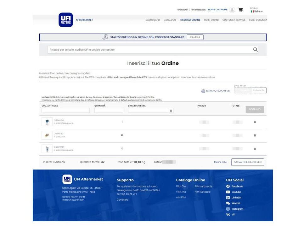 Area riservata del catalogo UFI Filters (2) low